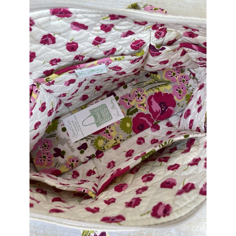Vera Bradley Make Me Blush Beige Floral Print Double Handle Shoulder Bag EUC - Picture 5 of 10